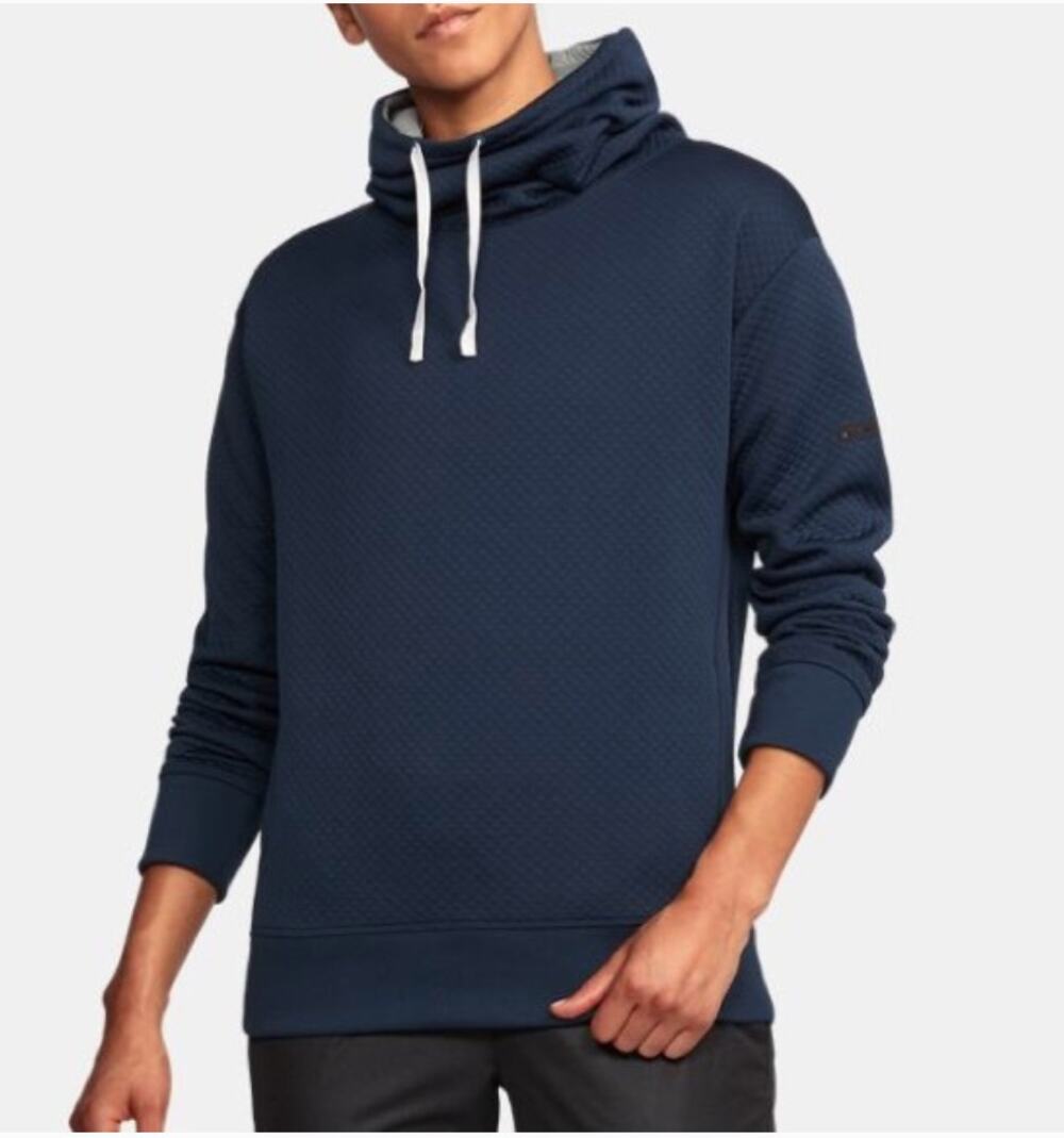 UNDER ARMOUR Unstoppable Textured Quilted Cowl Neck Blue Sweatshirt Womens Large